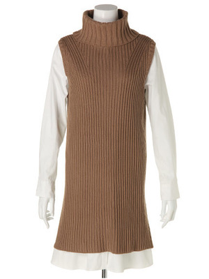 シャツワンピース付リブニットワンピース/Apuweiser-riche