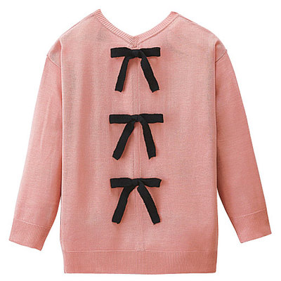 バックリボンニット