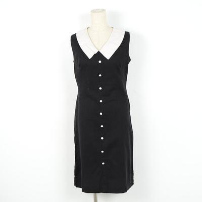 60年代 襟付き ノースリーブ Aラインワンピース 12 レディースM ヴィンテージ Ginqham Girl /wei0235 