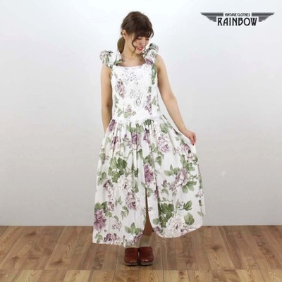 古着 白 花柄 大人 上品 キャミソール ロング丈 ワンピース レディース ヴィンテージ (Scott McClintock スコット・マクリントック) (otu1507116)