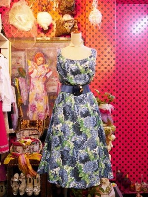 ヨーロッパ古着エレガントガーリー花柄ワンピース