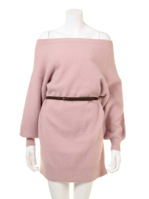 オフショルベルト付きニットワンピース