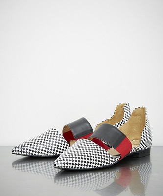 チェックフラットシューズ