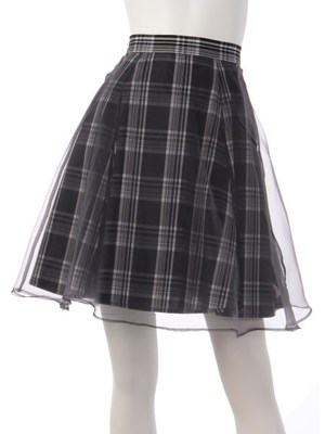 リバーシブルチェックオーガンジースカート