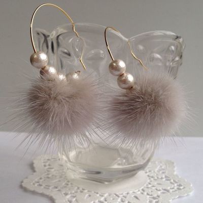 コットンパール×ファーピアス