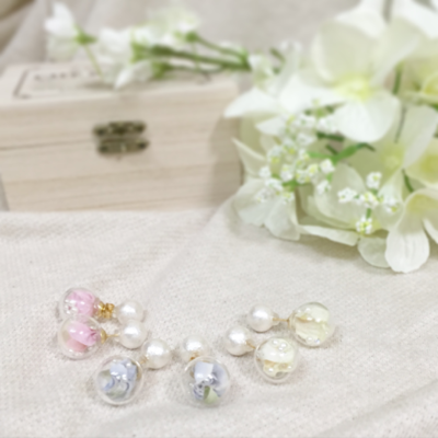 4wayガラスドームピアス flower