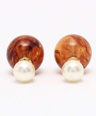 コニャックバックキャッチパールピアス