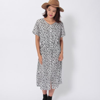 柄シャツドロストワンピース