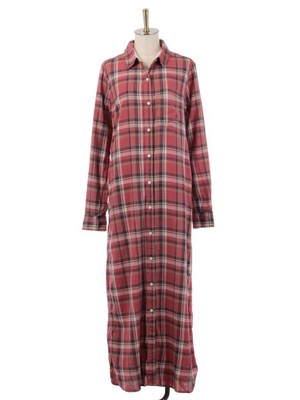 シルクネップ チェック ロングシャツ