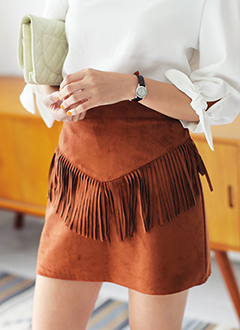 スエード調Vラインフリンジスカート・全2色・t45285