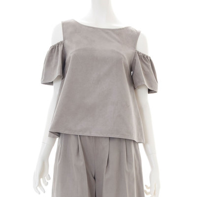 スウェードオフショルシャツ