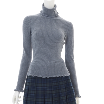 リブタートルフリルニット