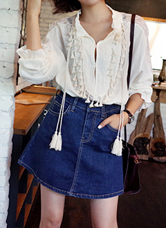 Aラインフレアデニムスカート