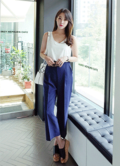 ディープカラーハイウエストセンタープレスパンツ