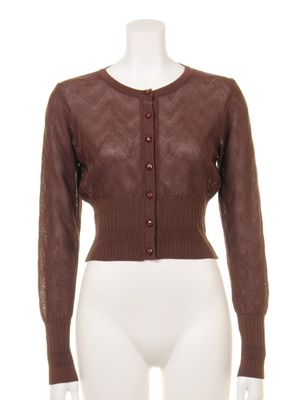 Lily Brown (リリーブラウン)  波柄透かしニットカーデ