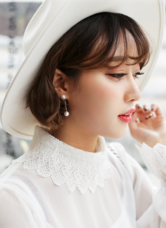 チェーンミニパールピアス