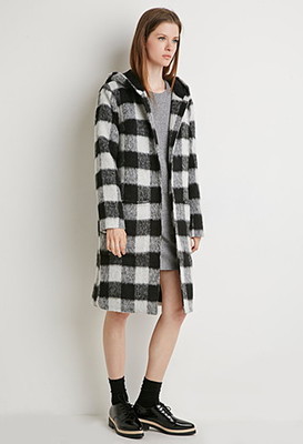 プレイドパターンフェイクシェアリングコート