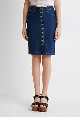 ボタンデニムペンシルスカート