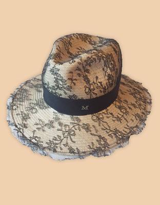 HENRIETTA NATURAL RIBBON BLACK HAT