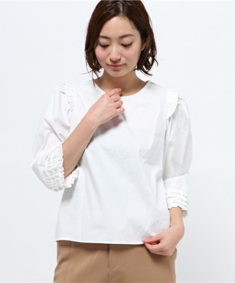 ピンタックストライプフリルブラウス