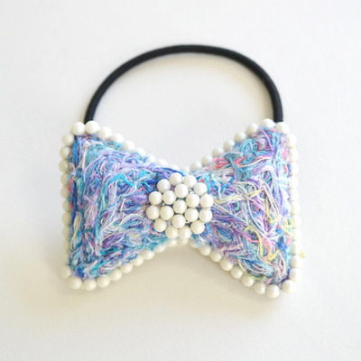 イロイトリボンへアゴム（ブルー）