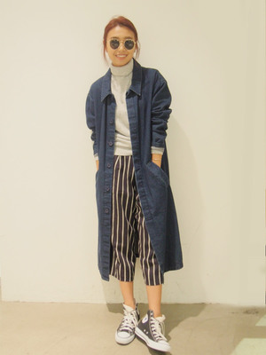 ロングデニムコート