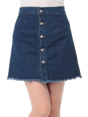 前釦フリンジデニムスカート