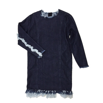 フリンジデニムワンピ