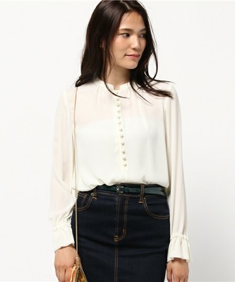 フロントボタンギャザーブラウス