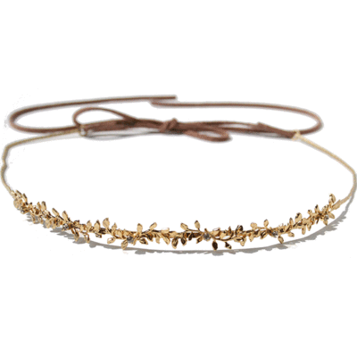 Avigail Adam（アヴィゲイル アダム）◆リーフジュエルヘッドドレス（スエードリボン）◆ゴールド