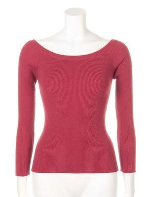 オフショルリブニットプルオーバー