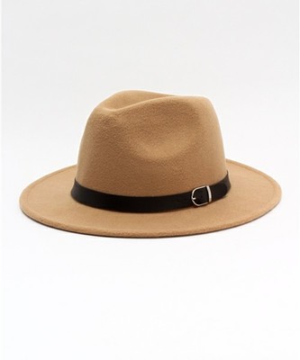 合皮ベルト付き中折れフェルトハット