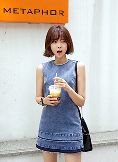 バックジッパーデニムワンピース・全1色・t45073