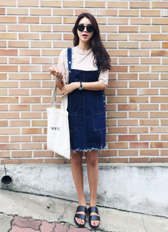 サイドボタンサロペットスカート・全1色・t45082