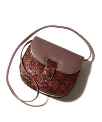 パイソンラウンドショルダーバッグ／LilyBrown