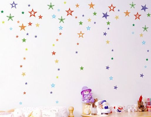 シール　インテリア　パーティーウォールステッカー　星/カラフル/小さ目/子供 