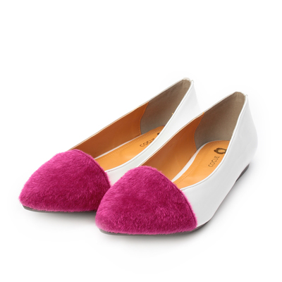 ハラコ調コンビポインテッドトゥフラットシューズ