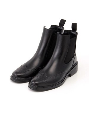 ウイングチップサイドゴアショートレインブーツ