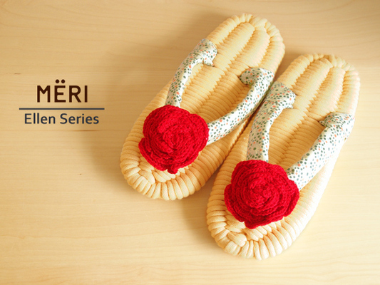 Ellenシリーズ　ルームシューズ（レモンイエロー×北欧風花柄）