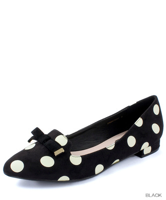 ドットリボンフラットパンプス
