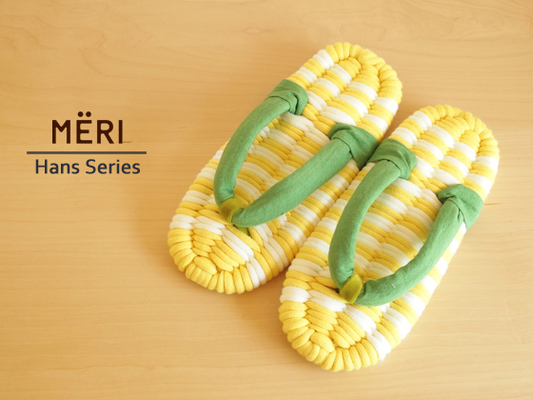 Hansシリーズ　ルームシューズ（黄色×白ボーダー） 