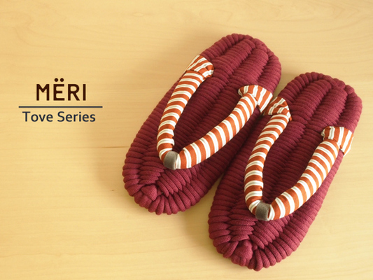 Toveシリーズ　ルームシューズ（ワイン×ボーダー柄） 