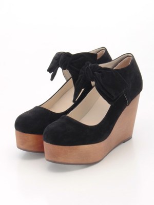 リボンウッドパンプス