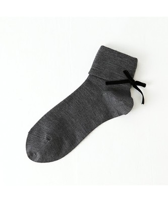 折り返しリボン付きショートソックス