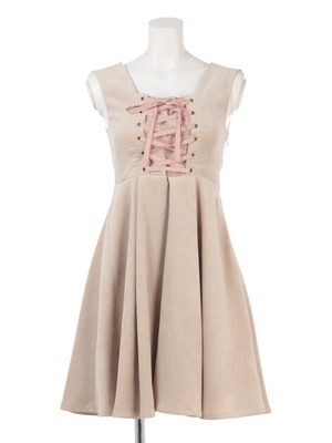 レースアップノースリワンピース