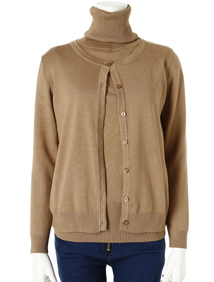 ニットカーディガン✕タートルネック ニットアンサンブル