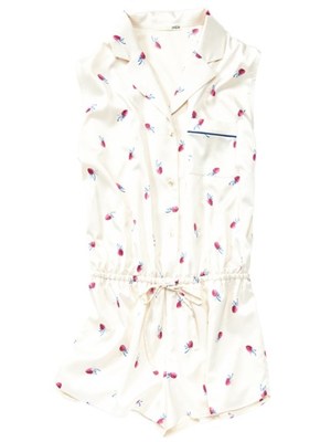 gelato pique (ジェラートピケ)  サテンストロベリーロンパース