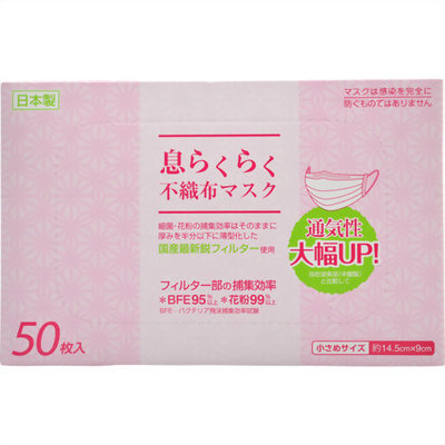 息らくらく 不織布マスク 小さめサイズ 50枚入