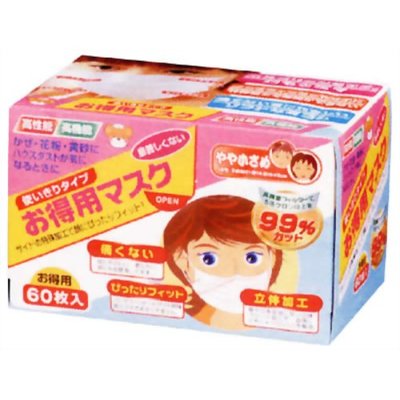 フィッティ お得用マスク 高機能 花粉対応 やや小さめ 60枚入