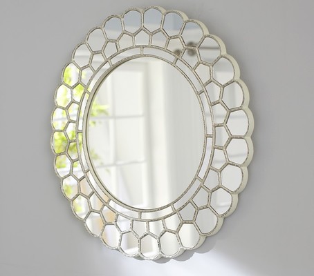 White Circle Blossom Mirror